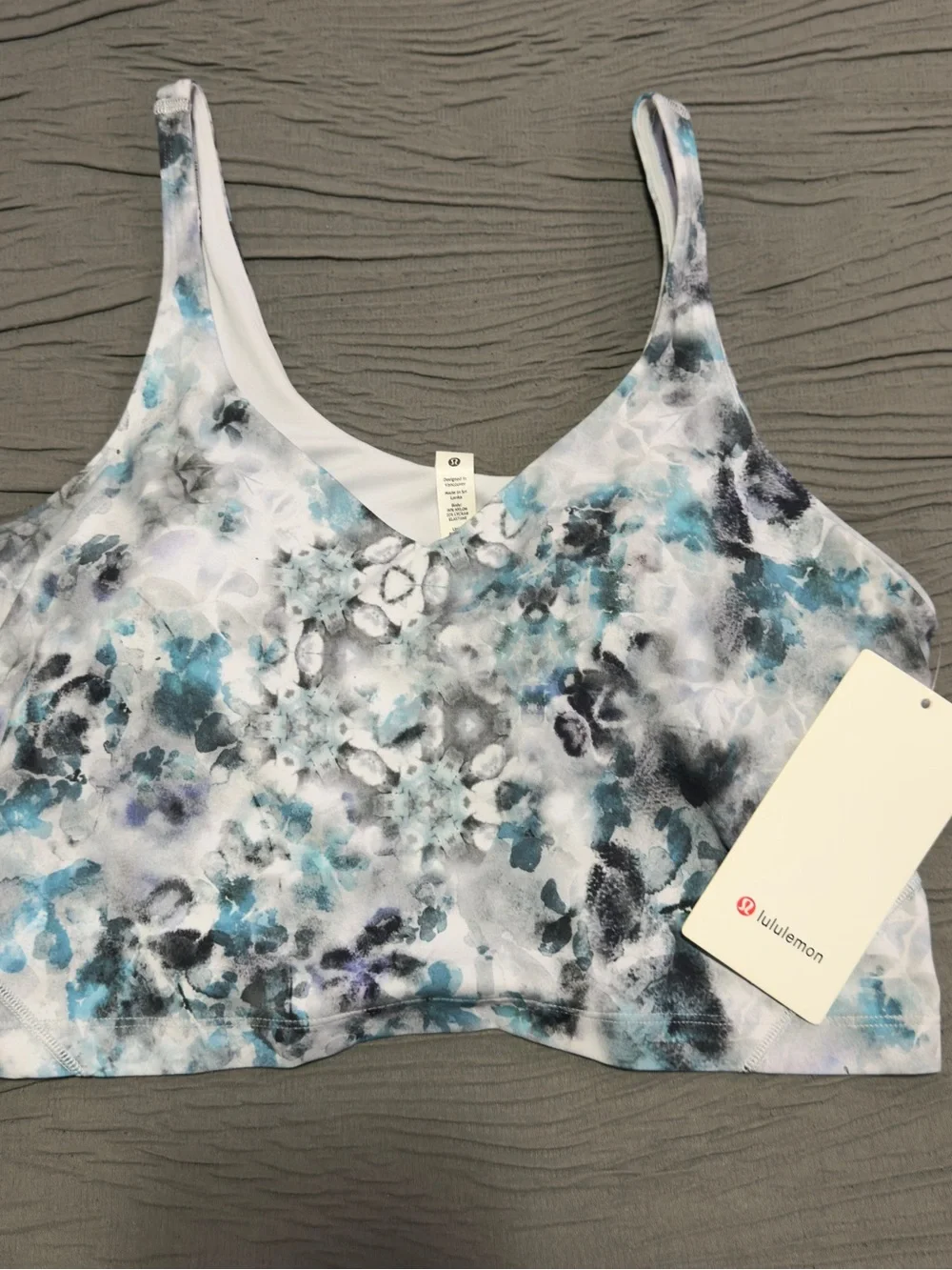 Lululemon Align Top Floral Watercolor Sports Bra in Teal & Gray